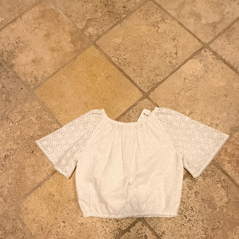 BNWT Girls Crew Cuts eyelet white cropped top